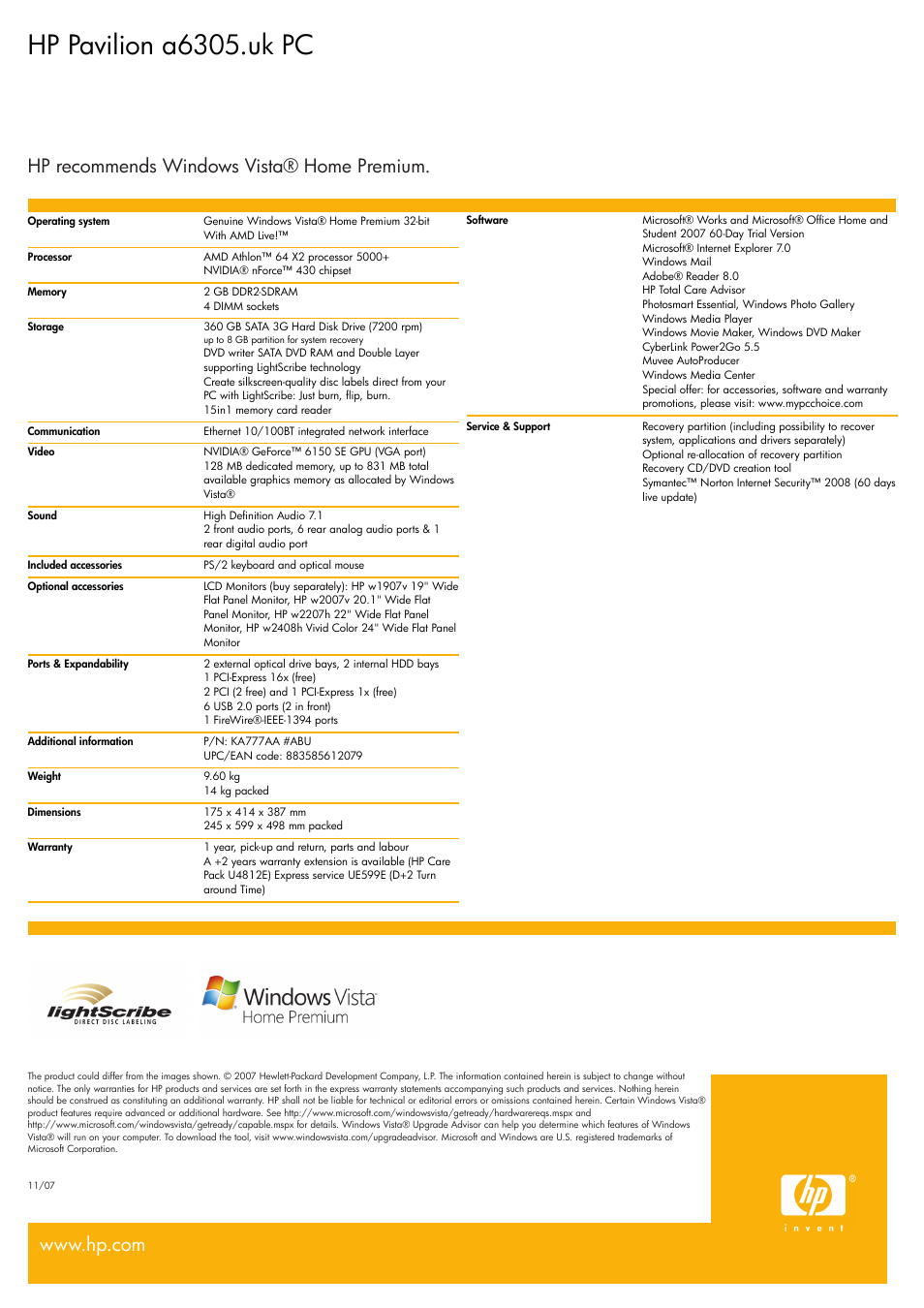 Hp pavilion a6305.uk pc | HP Pavilion A6305 User Manual | Page 2 / 2