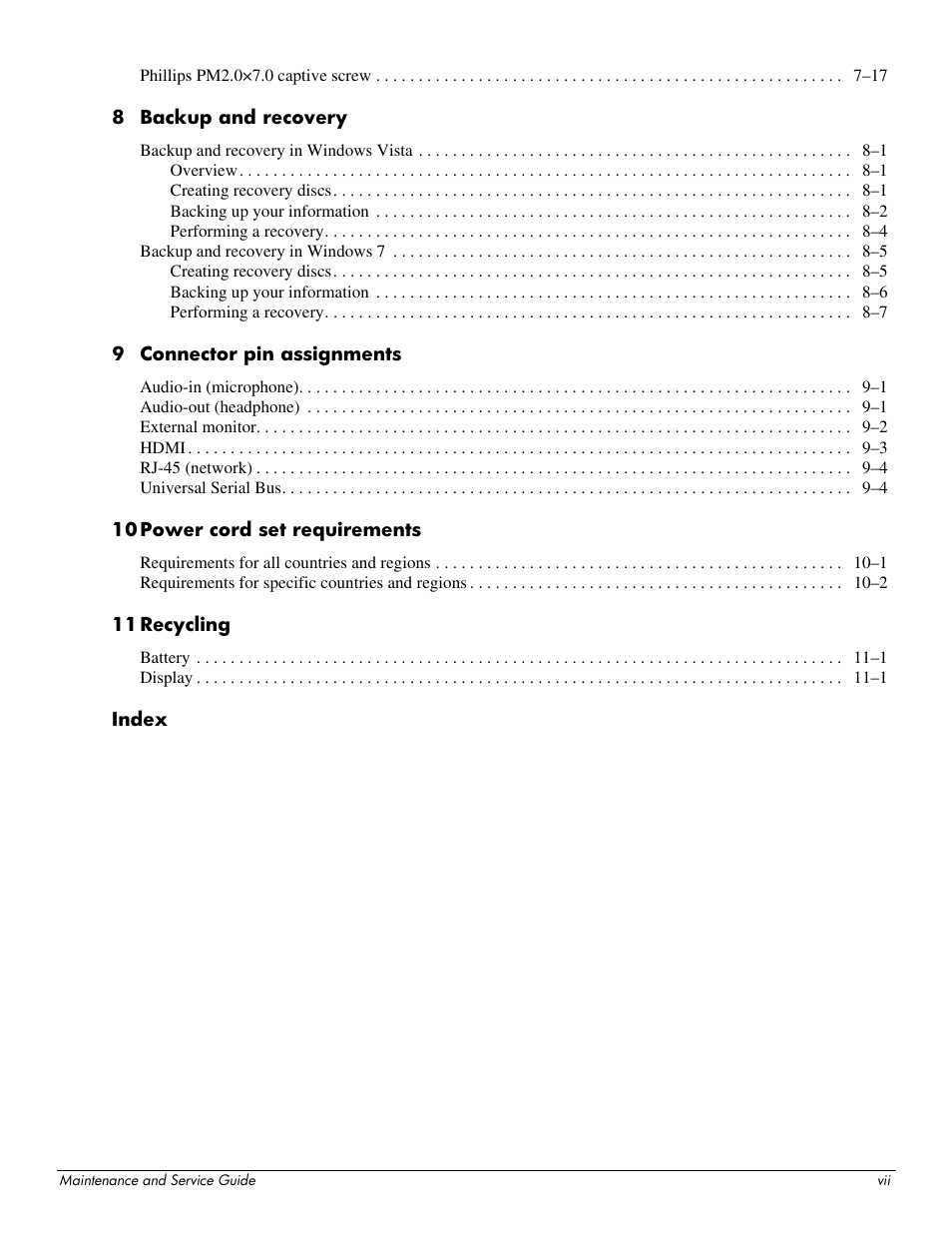 HP DV3 User Manual | Page 7 / 182