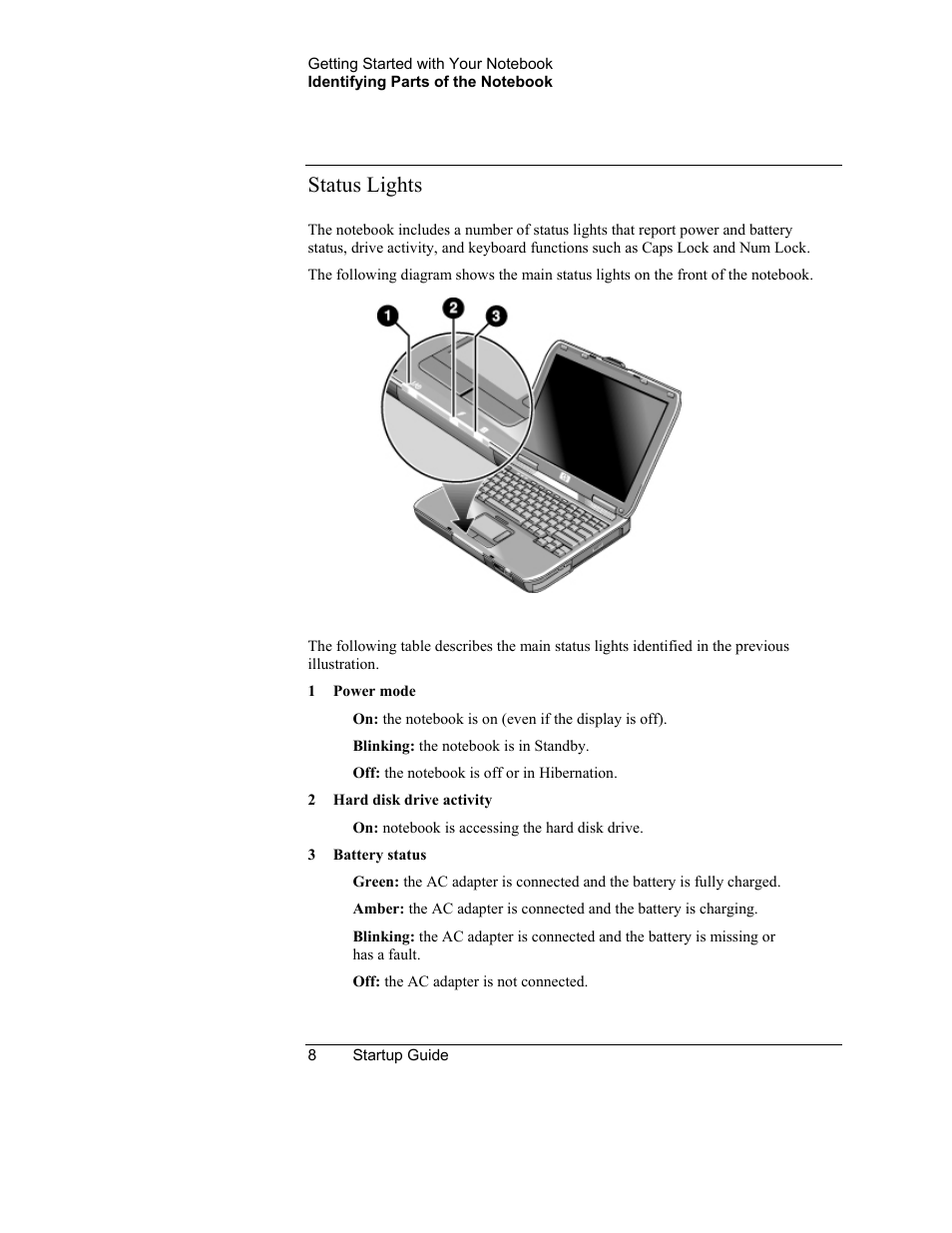 Status lights | HP Notebook PC User Manual | Page 16 / 41