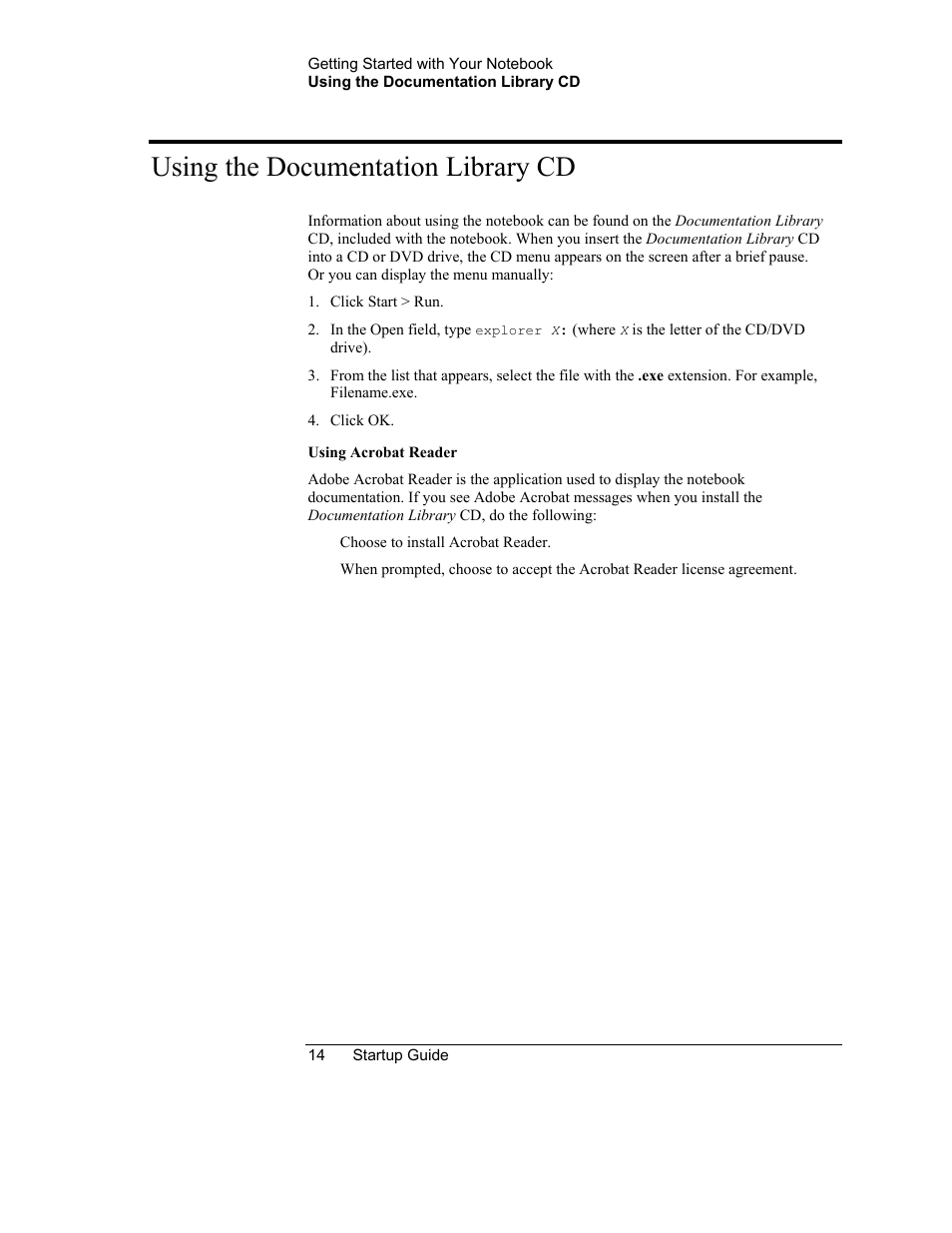 Using the documentation library cd | HP Notebook PC User Manual | Page 22 / 41