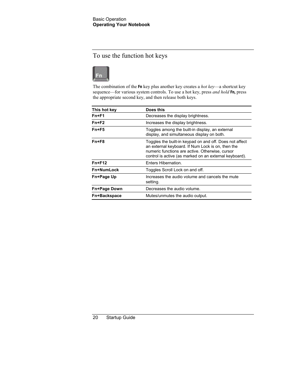 To use the function hot keys | HP Notebook PC User Manual | Page 28 / 41