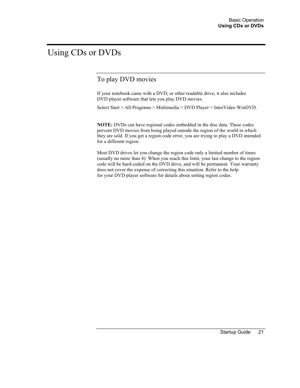 Using cds or dvds, To play dvd movies | HP Notebook PC User Manual | Page 29 / 41