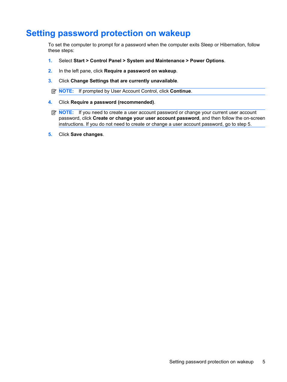 Setting password protection on wakeup | HP Power Management System User Manual | Page 11 / 32
