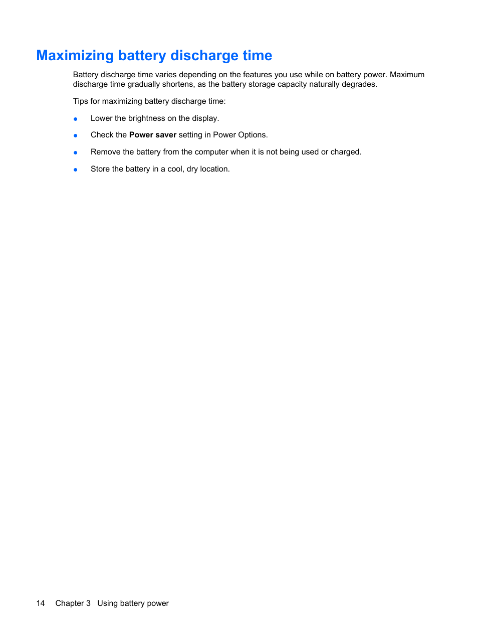 Maximizing battery discharge time | HP Power Management System User Manual | Page 20 / 32