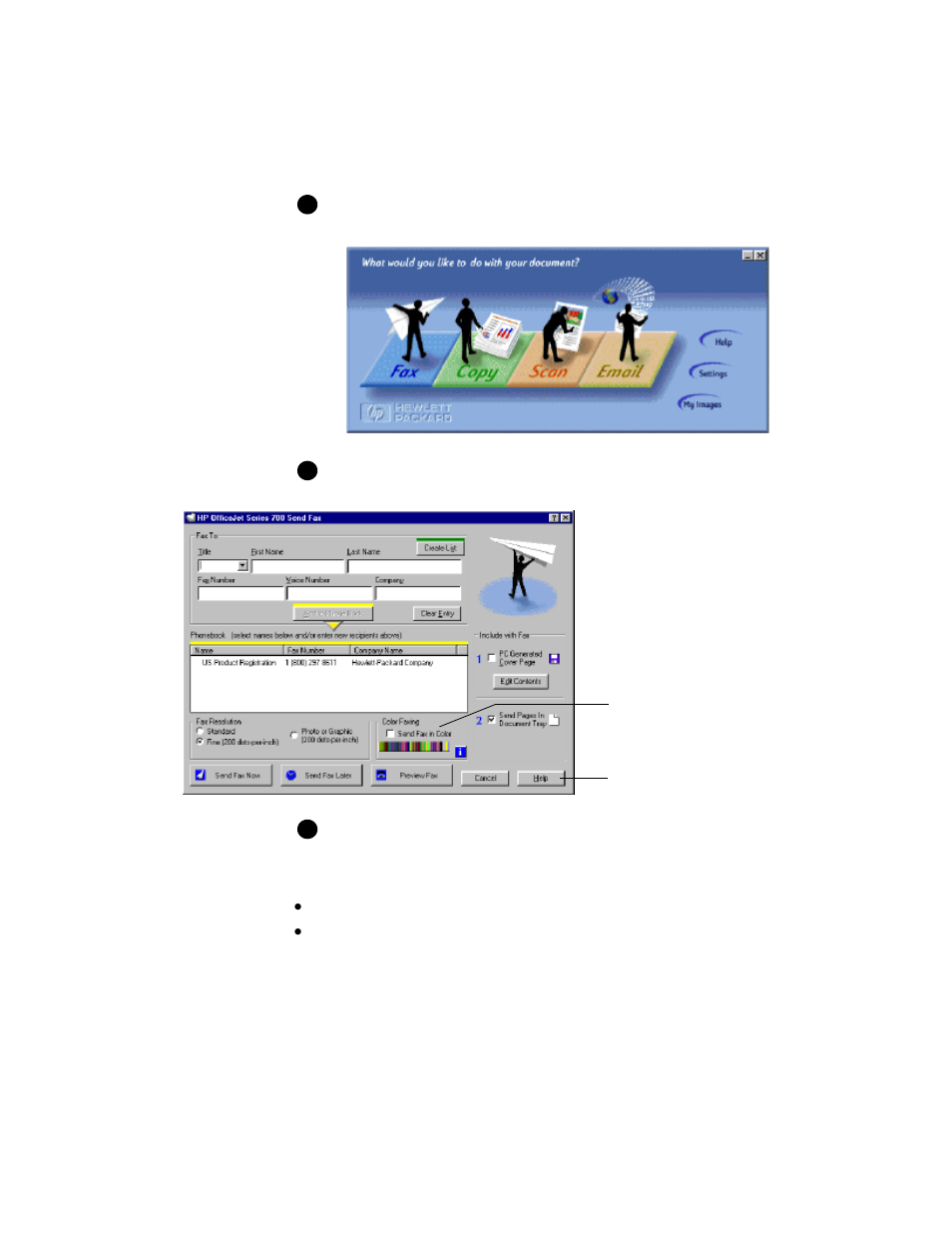 Faxing from the hp officejet manager | HP Series 700 User Manual | Page 10 / 40