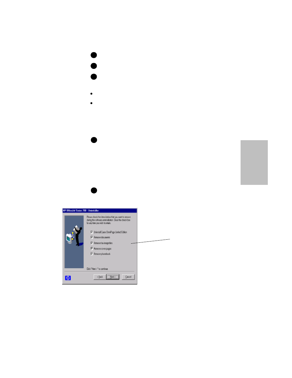 Uninstalling the software | HP Series 700 User Manual | Page 37 / 40