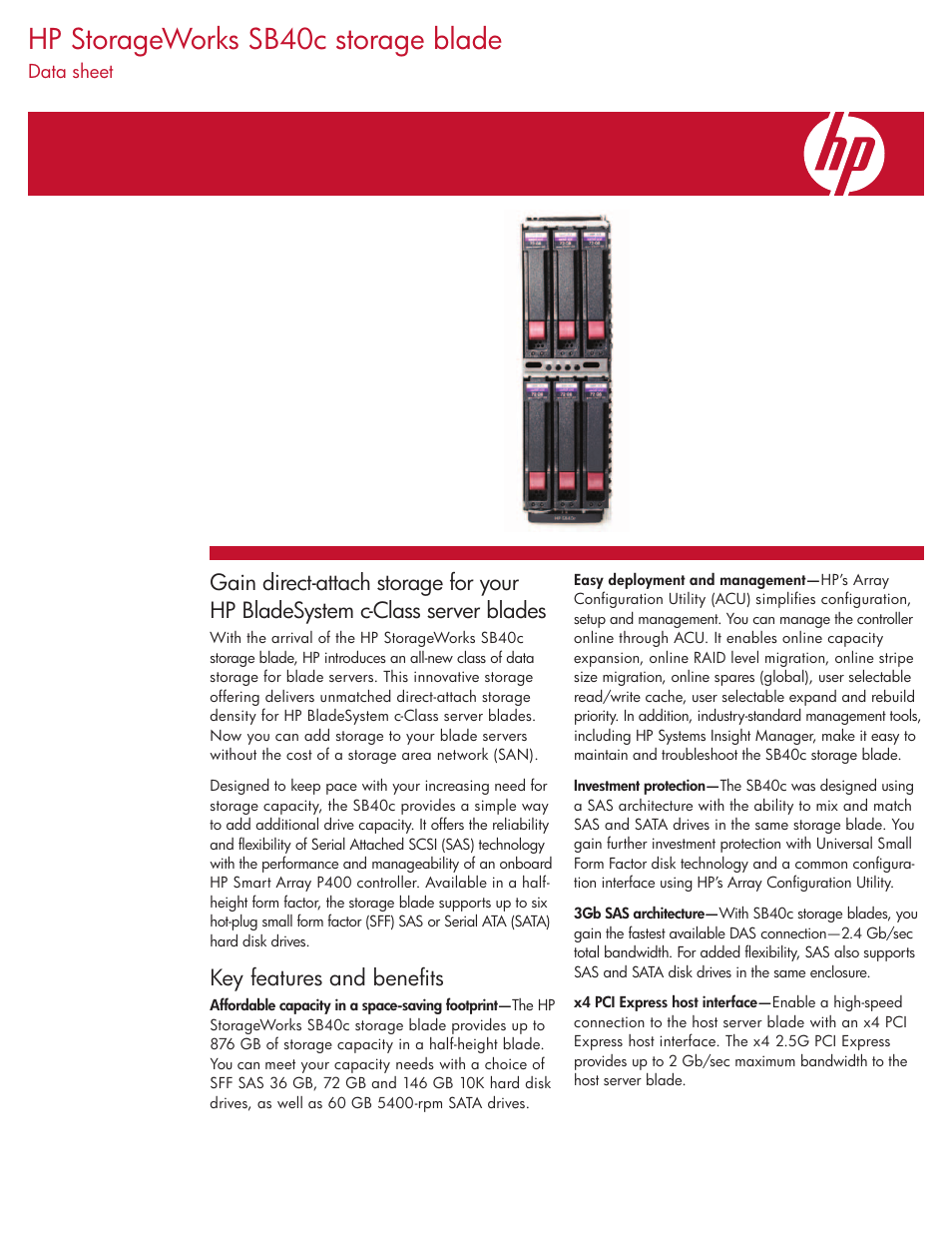 HP SB40c User Manual | 4 pages