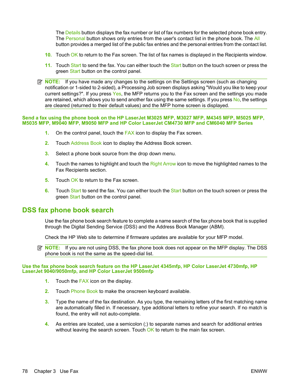 Dss fax phone book search | HP LASERJET 300 User Manual | Page 86 / 148