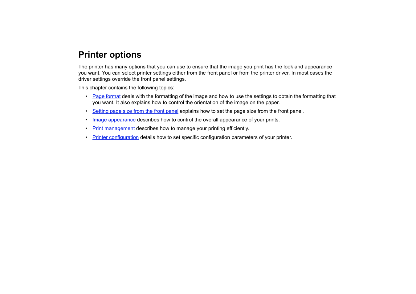 Printer options | HP 510 User Manual | Page 141 / 219