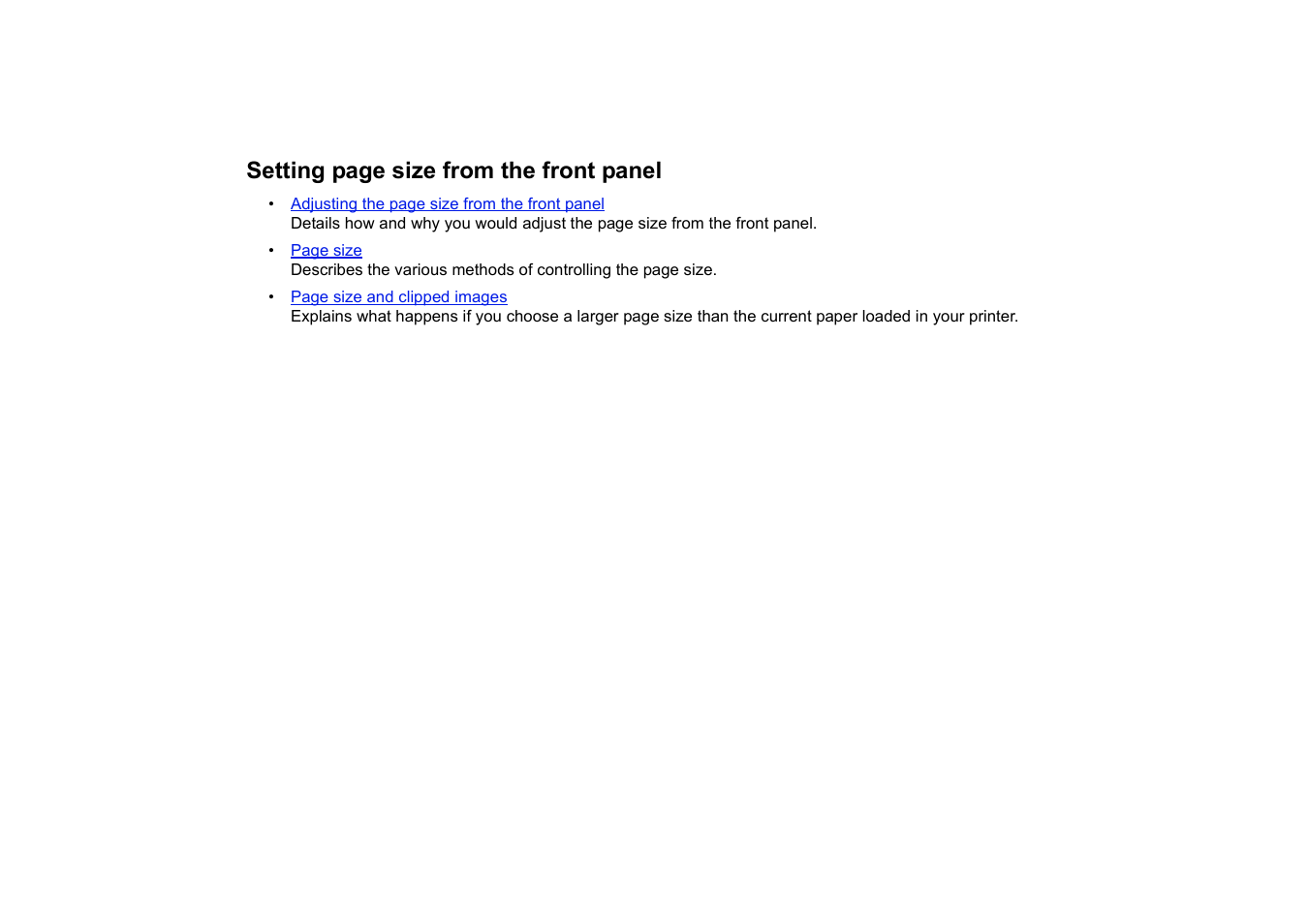 Setting page size from the front panel | HP 510 User Manual | Page 148 / 219