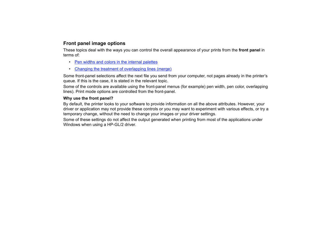 Front panel image options | HP 510 User Manual | Page 153 / 219