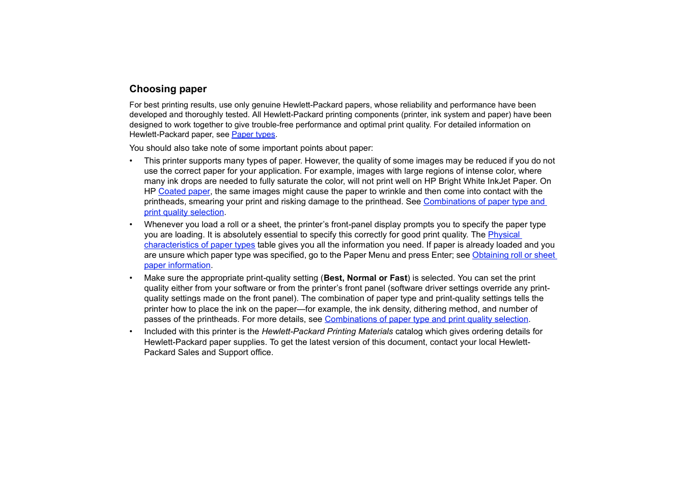 Choosing paper | HP 510 User Manual | Page 16 / 219