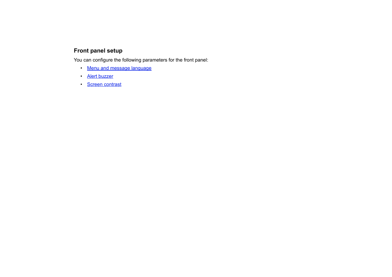 Front panel setup | HP 510 User Manual | Page 172 / 219