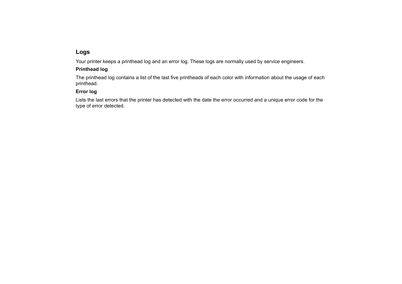 Logs | HP 510 User Manual | Page 182 / 219