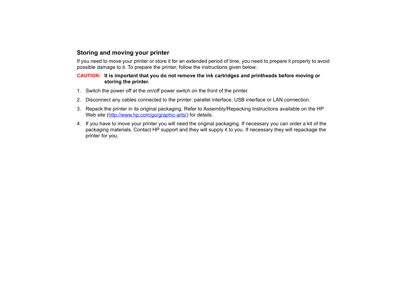 Storing and moving your printer | HP 510 User Manual | Page 186 / 219
