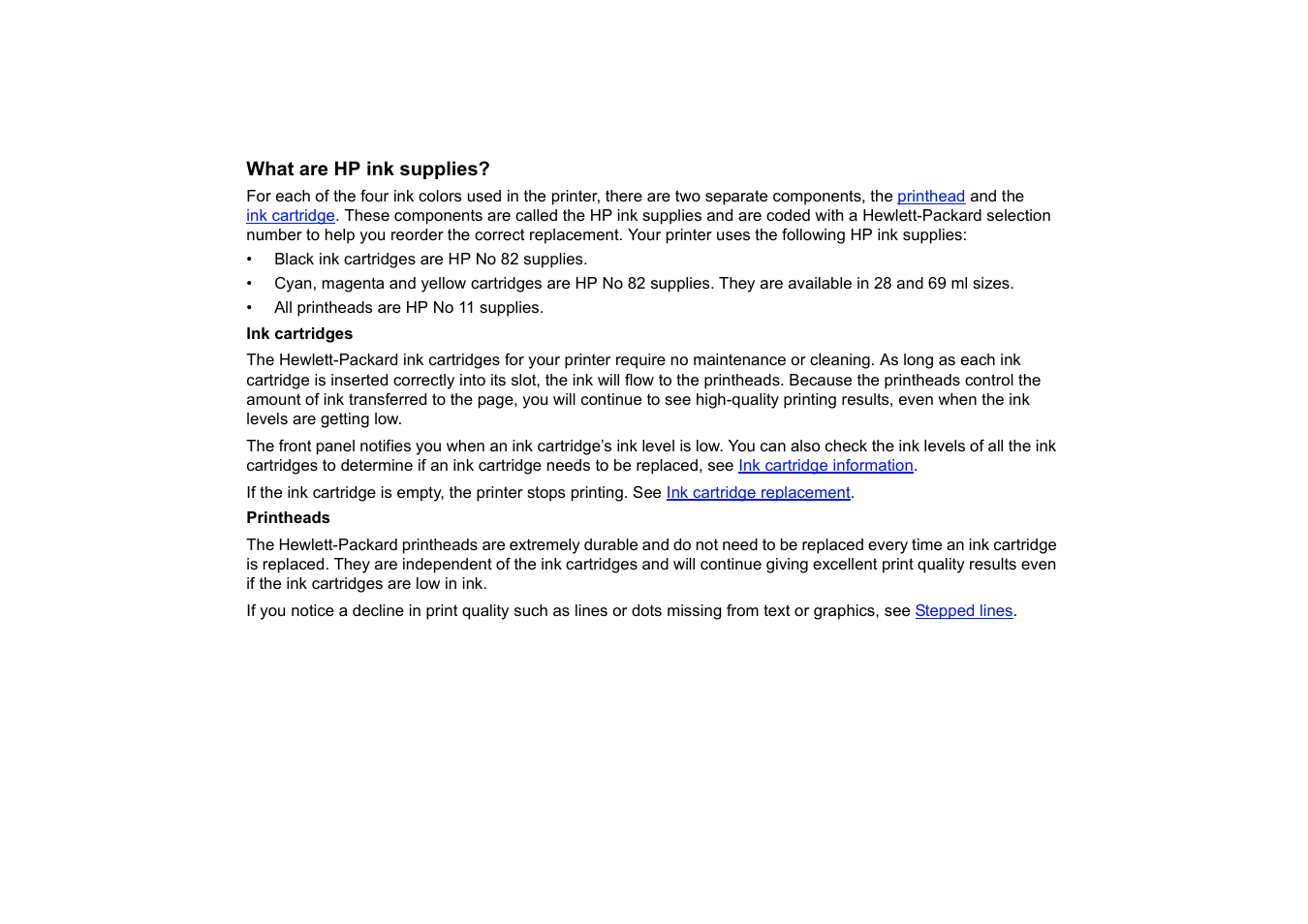 What are hp ink supplies, Ink cartridges, Printheads | HP 510 User Manual | Page 47 / 219