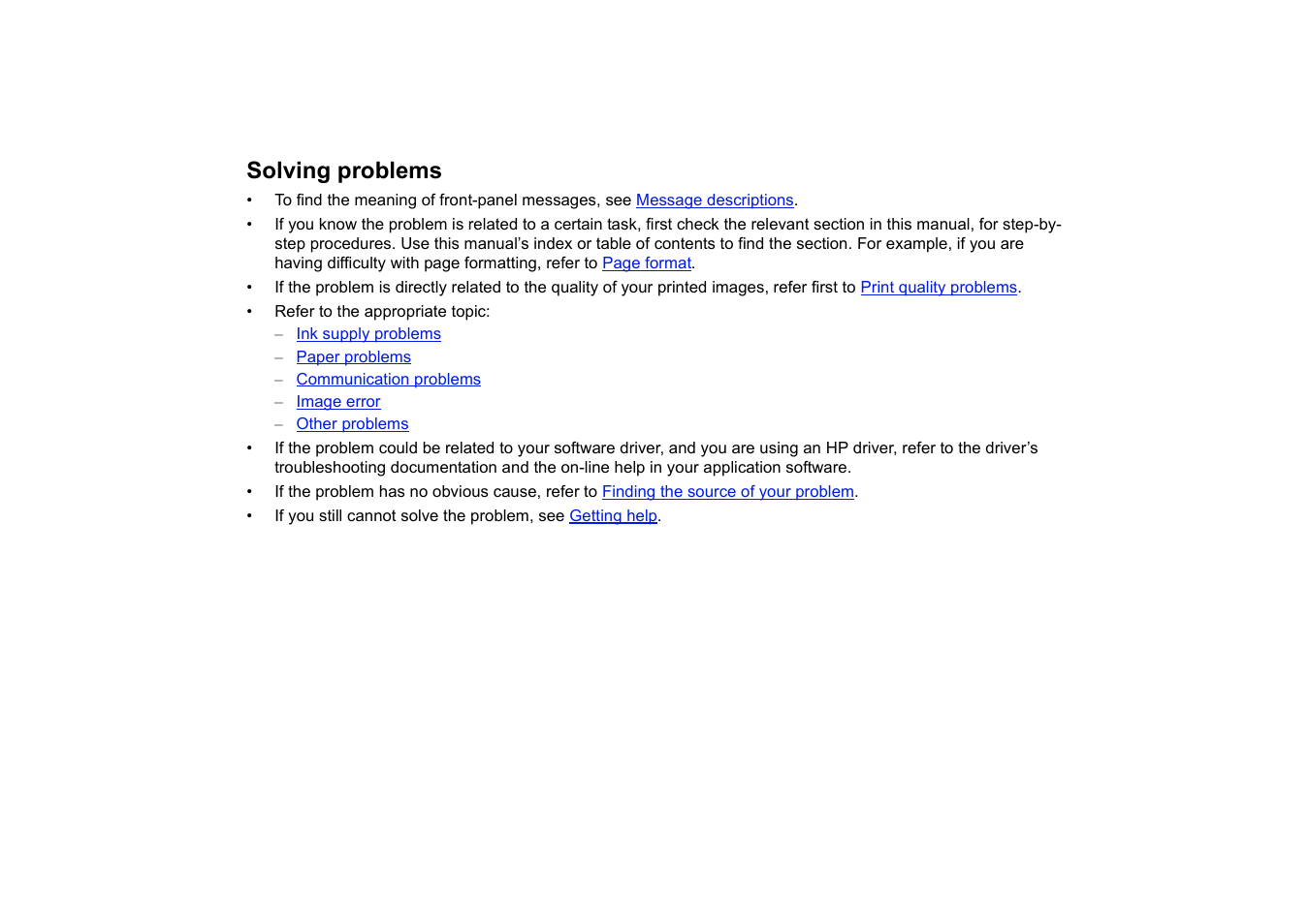 Solving problems | HP 510 User Manual | Page 67 / 219