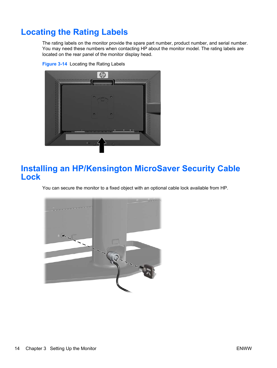 Locating the rating labels | HP ZR30w User Manual | Page 20 / 34