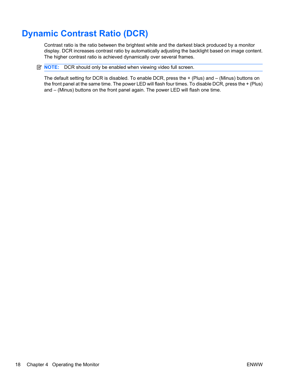 Dynamic contrast ratio (dcr) | HP ZR30w User Manual | Page 24 / 34