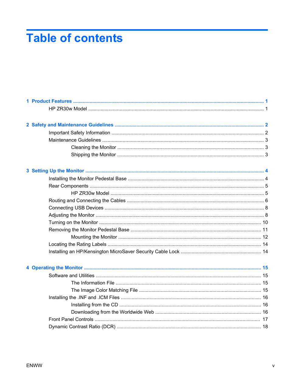 HP ZR30w User Manual | Page 5 / 34