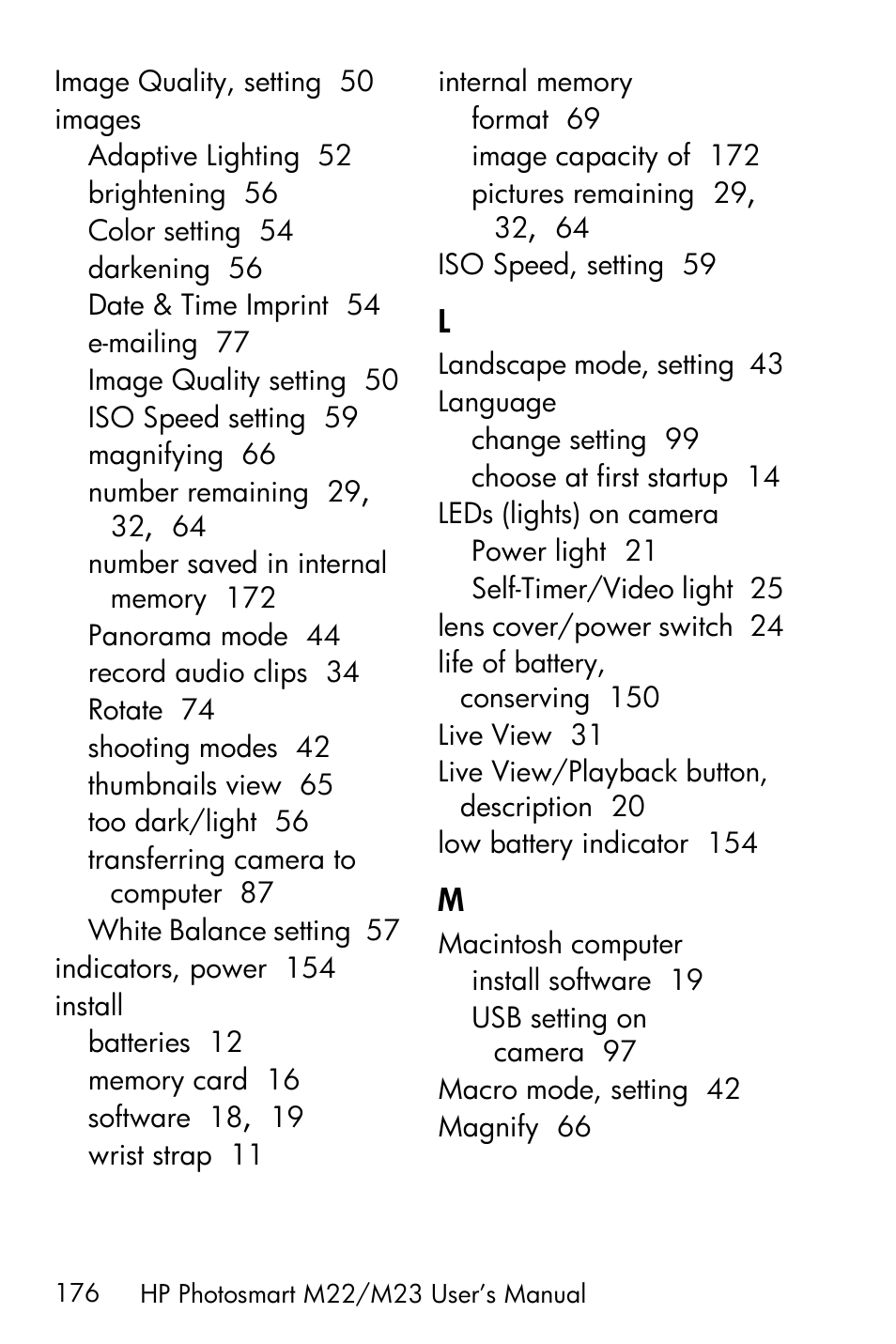 HP PhotoSmart M22 User Manual | Page 176 / 180