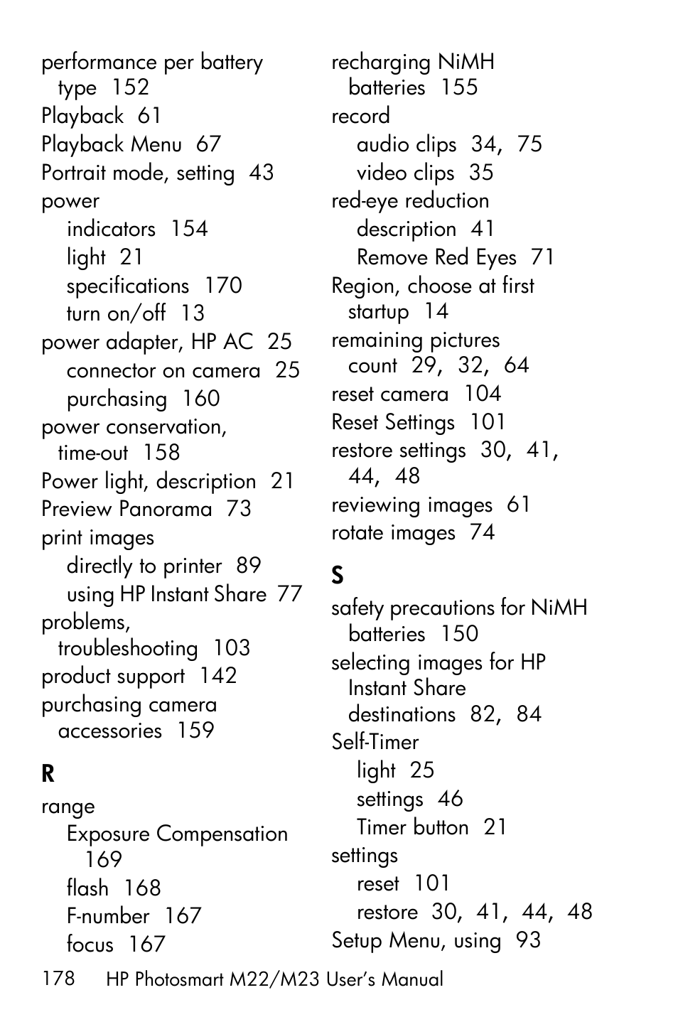 HP PhotoSmart M22 User Manual | Page 178 / 180