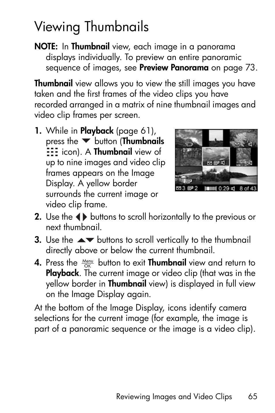 Viewing thumbnails | HP PhotoSmart M22 User Manual | Page 65 / 180