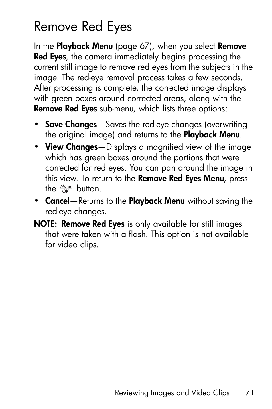 Remove red eyes | HP PhotoSmart M22 User Manual | Page 71 / 180