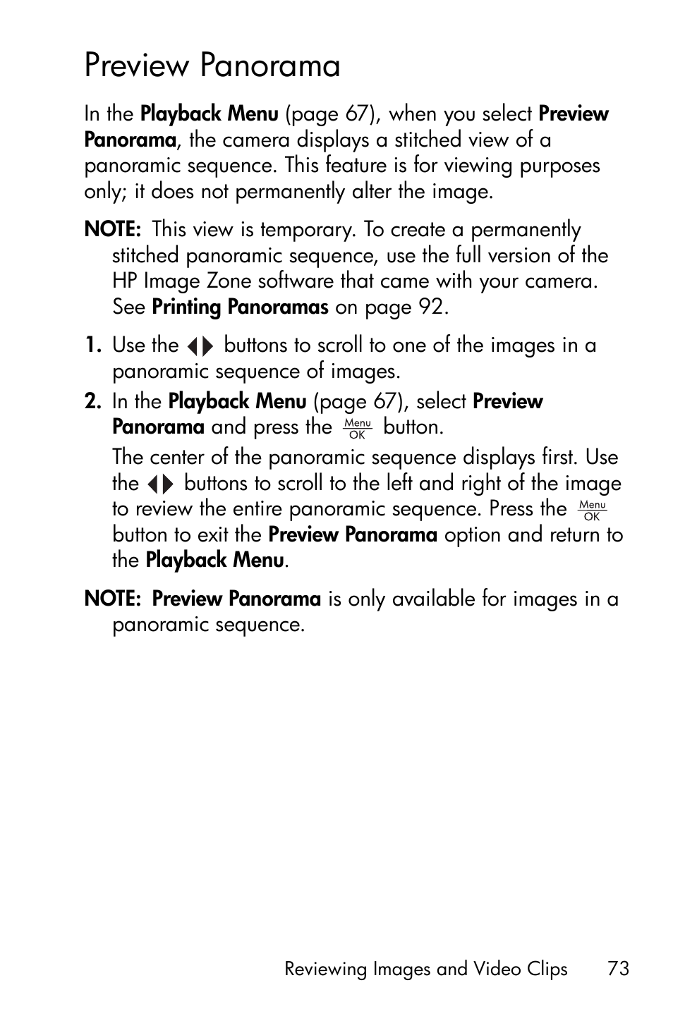 Preview panorama | HP PhotoSmart M22 User Manual | Page 73 / 180