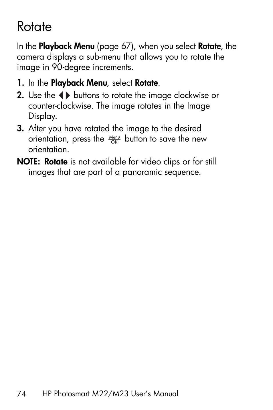 Rotate | HP PhotoSmart M22 User Manual | Page 74 / 180