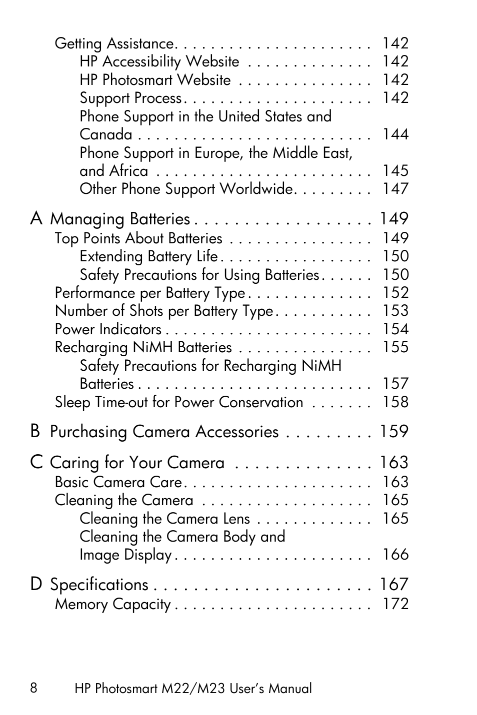 HP PhotoSmart M22 User Manual | Page 8 / 180