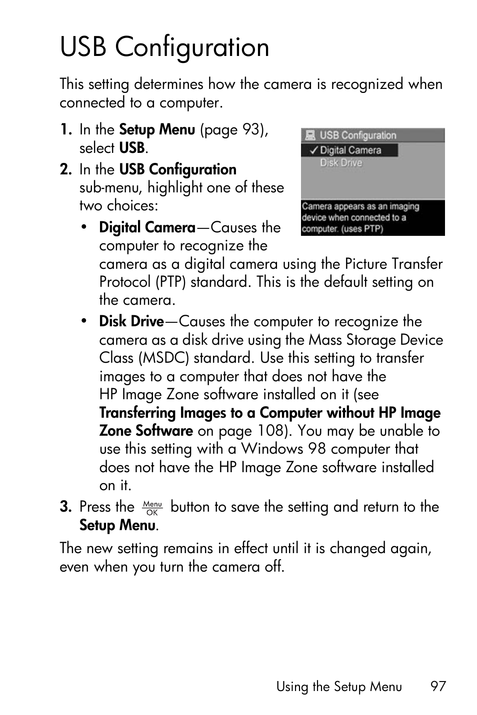 Usb configuration | HP PhotoSmart M22 User Manual | Page 97 / 180