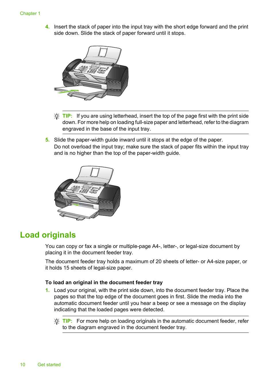 Load originals | HP 3100 User Manual | Page 14 / 97