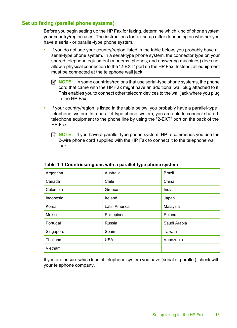 Set up faxing (parallel phone systems) | HP 3100 User Manual | Page 17 / 97