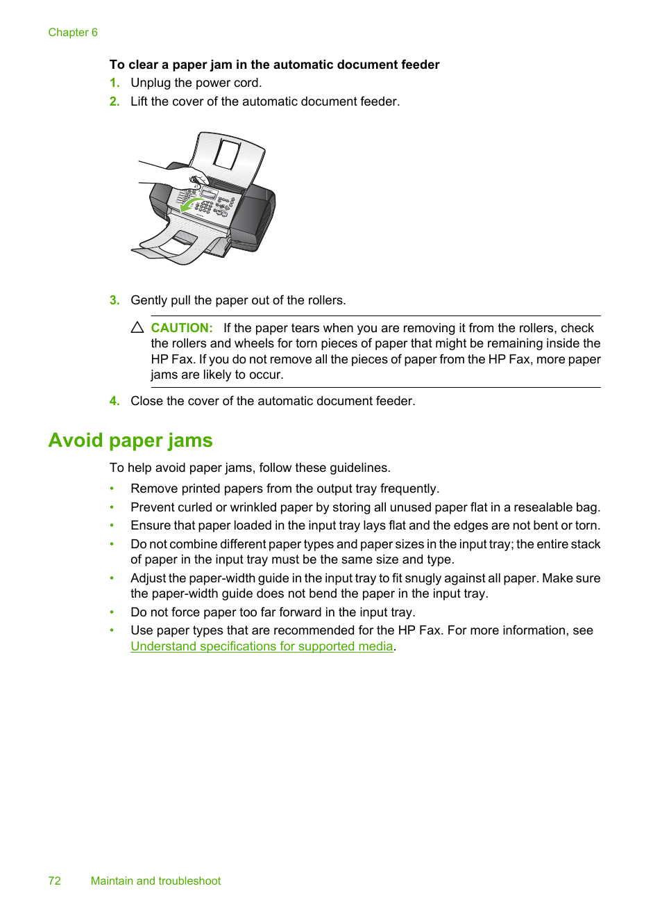 Avoid paper jams | HP 3100 User Manual | Page 76 / 97