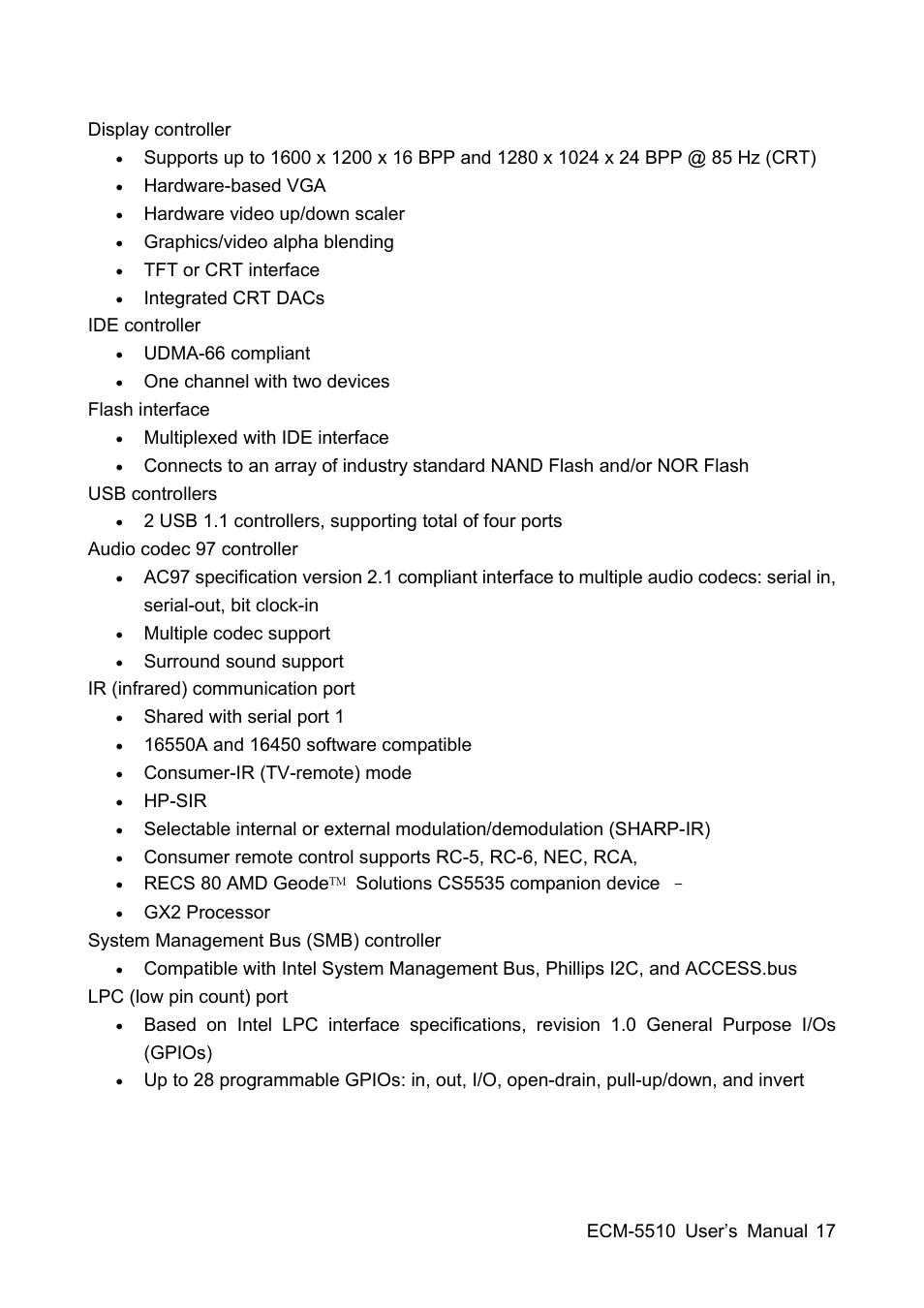 HP AMD Geode ECM-5510 User Manual | Page 17 / 111