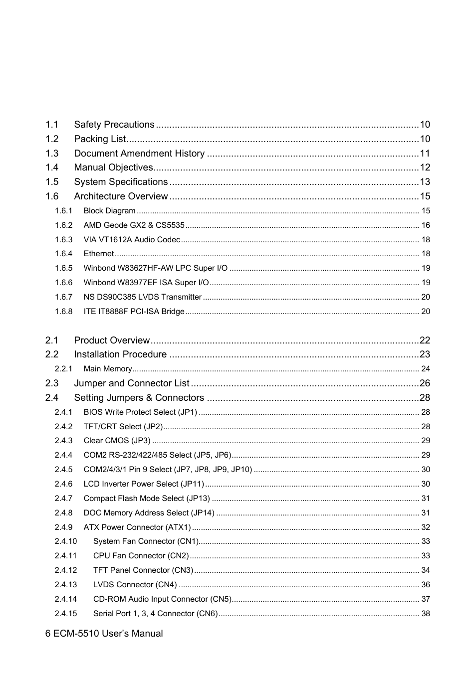 HP AMD Geode ECM-5510 User Manual | Page 6 / 111