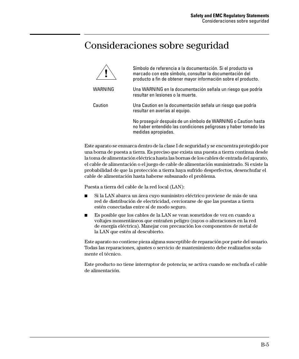 Consideraciones sobre seguridad | HP 2520G-POE User Manual | Page 83 / 101