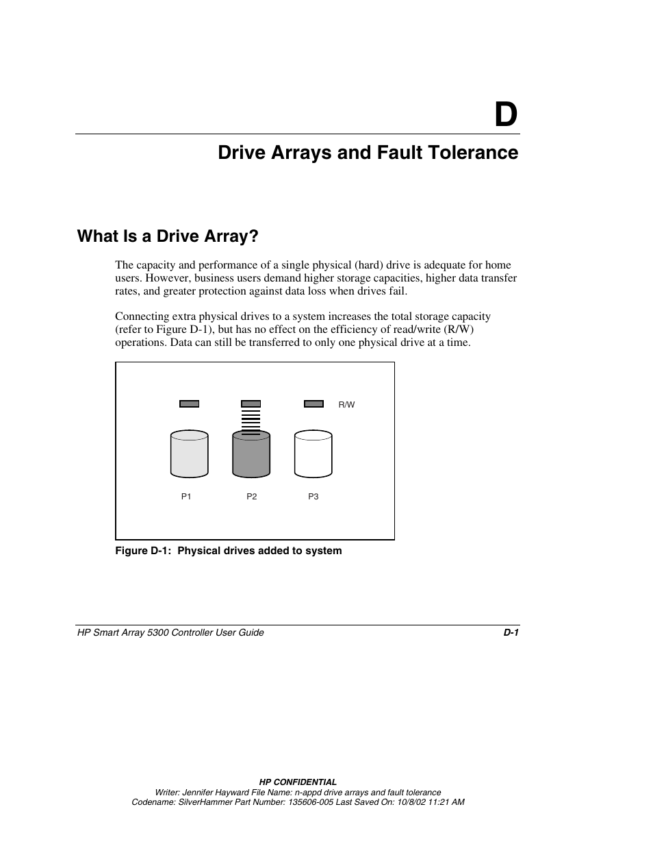 Appendix d: drive arrays and fault tolerance, What is a drive array, Appendix d | Drive arrays and fault tolerance | HP 5300 User Manual | Page 107 / 164