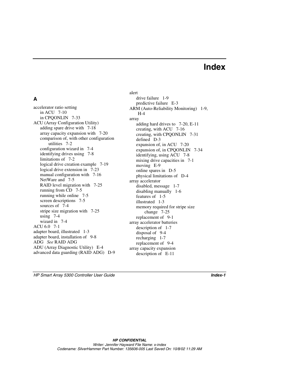 Index | HP 5300 User Manual | Page 154 / 164