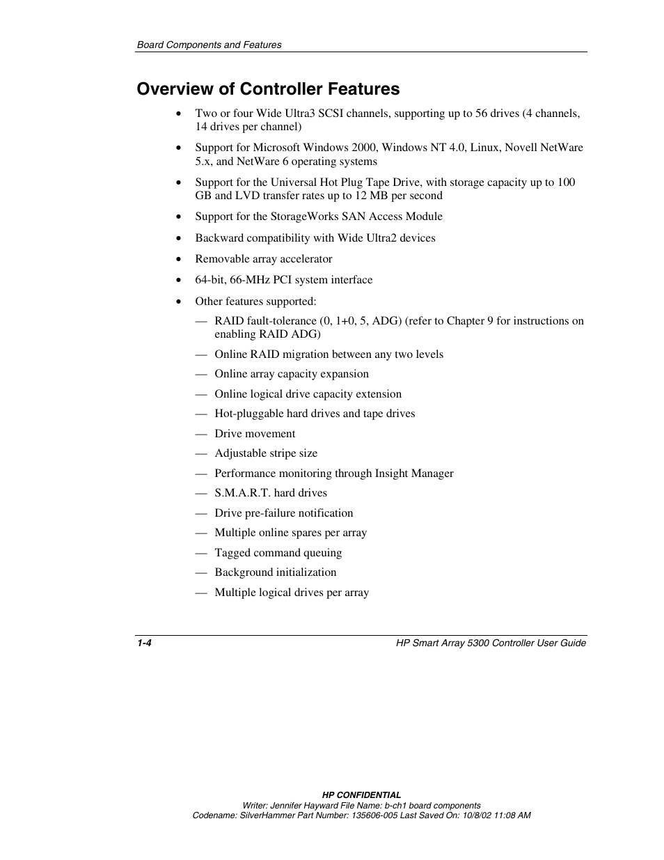 Overview of controller features, Overview of controller features -4 | HP 5300 User Manual | Page 16 / 164
