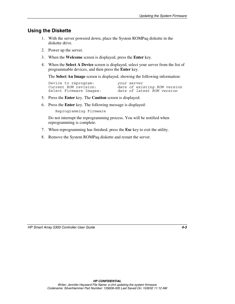 Using the diskette, Using the diskette -3 | HP 5300 User Manual | Page 33 / 164