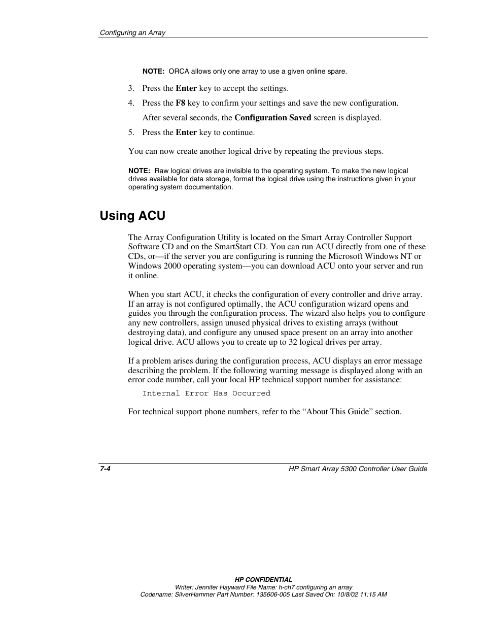 Using acu, Using acu -4 | HP 5300 User Manual | Page 46 / 164