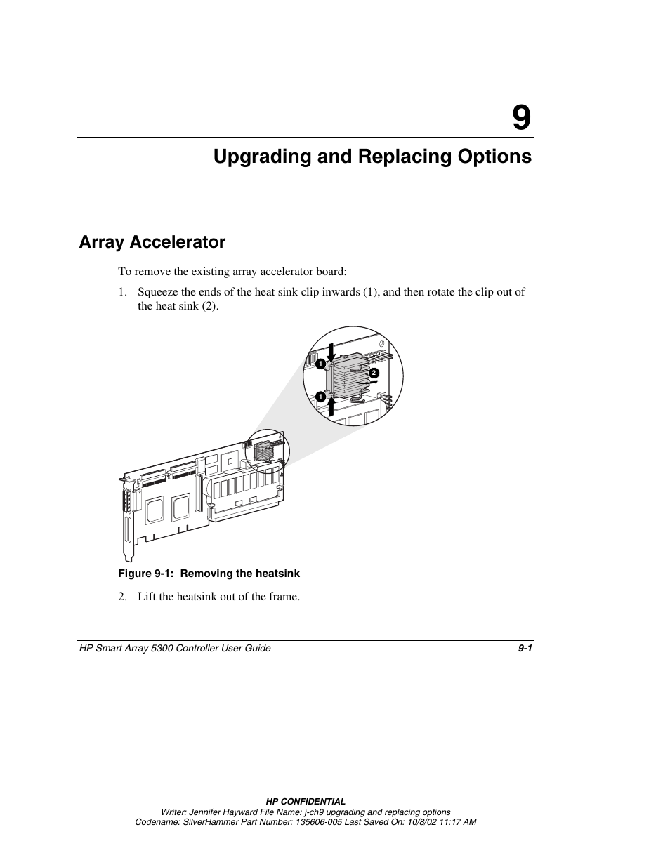 Chapter 9: upgrading and replacing options, Array accelerator, Chapter 9 | Upgrading and replacing options, Array accelerator -1 | HP 5300 User Manual | Page 81 / 164