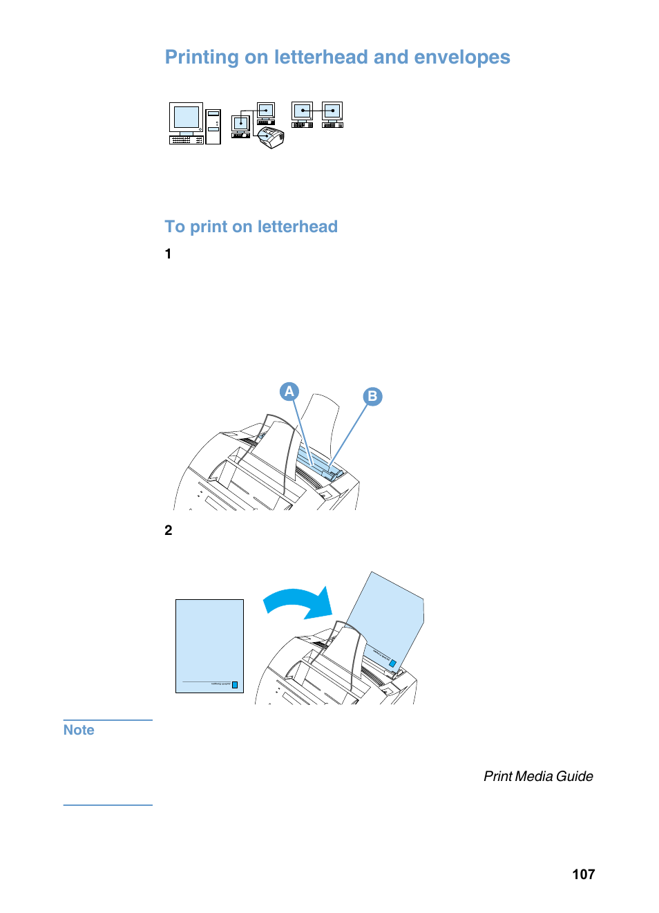 Printing on letterhead and envelopes | HP 3200m User Manual | Page 109 / 288