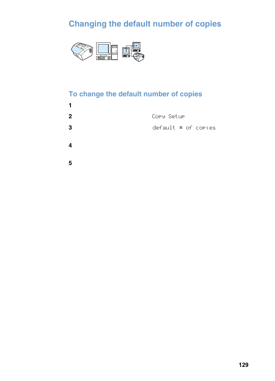 Changing the default number of copies | HP 3200m User Manual | Page 131 / 288
