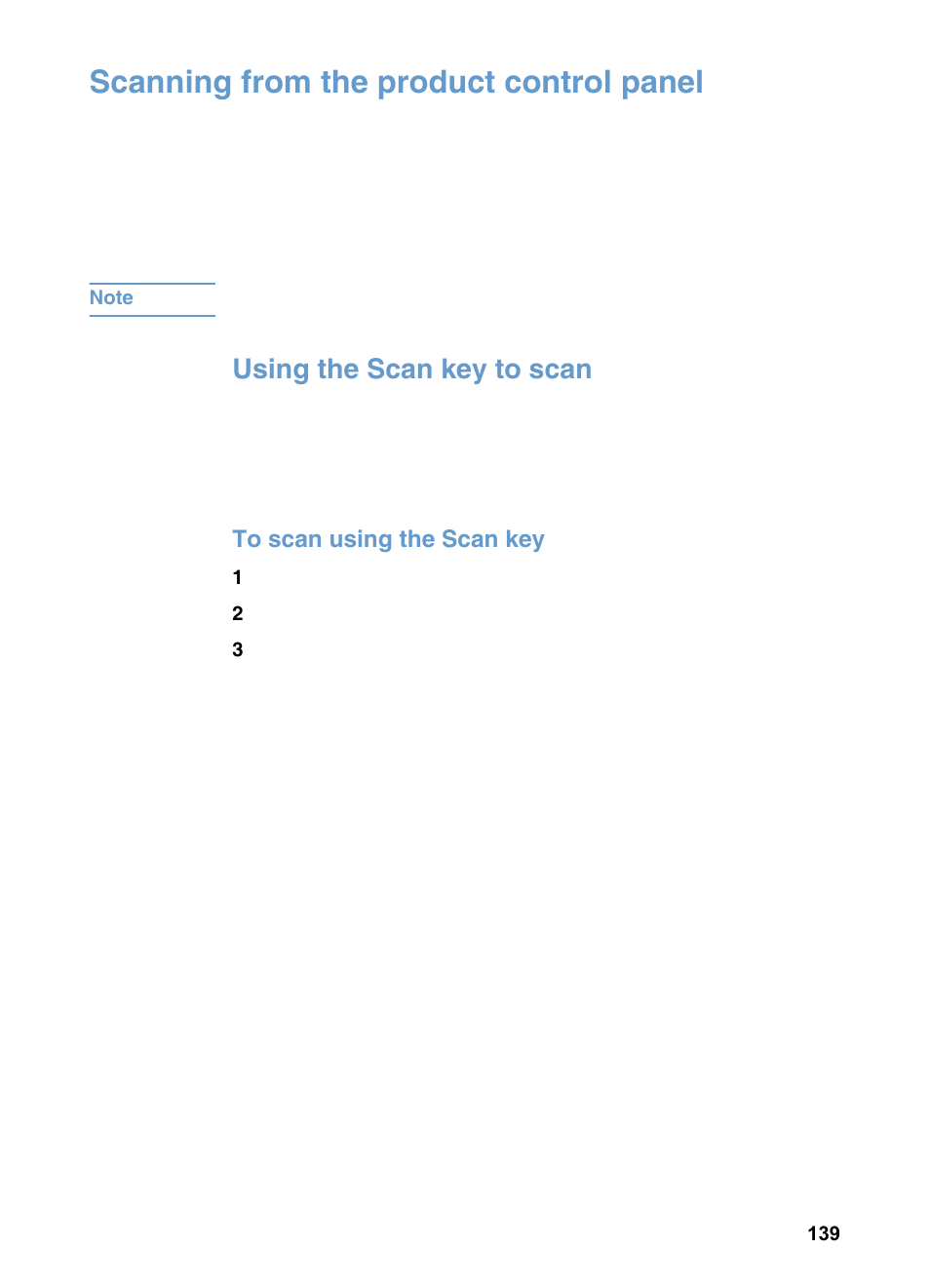 Scanning from the product control panel, Using the scan key to scan | HP 3200m User Manual | Page 141 / 288