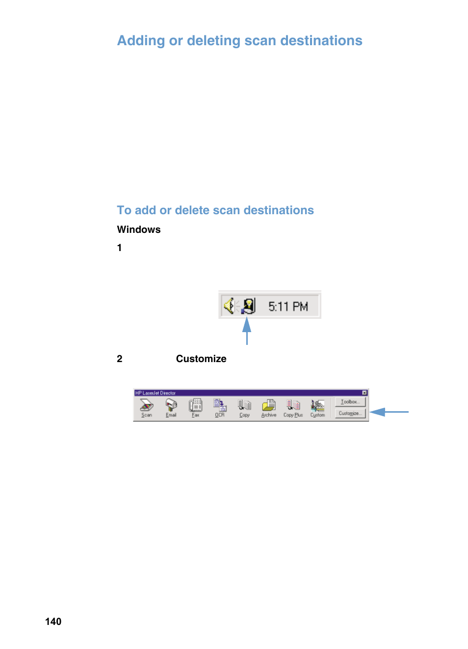 Adding or deleting scan destinations | HP 3200m User Manual | Page 142 / 288