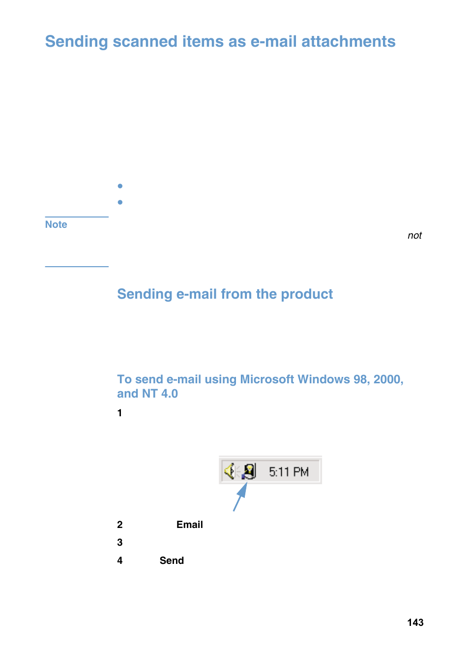 Sending scanned items as e-mail attachments, Sending e-mail from the product | HP 3200m User Manual | Page 145 / 288