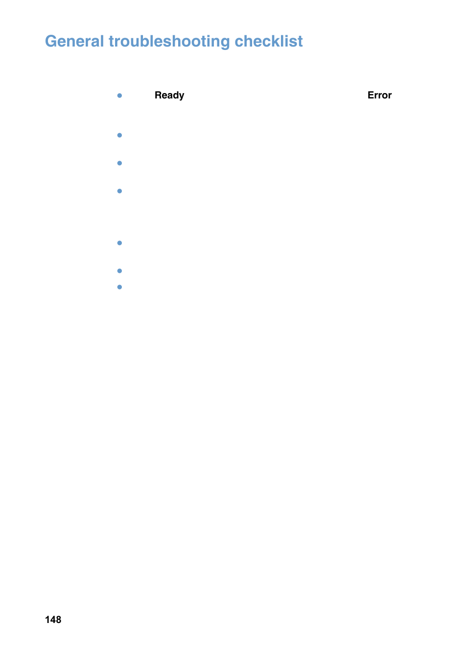 General troubleshooting checklist | HP 3200m User Manual | Page 150 / 288